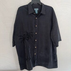 Kaylua Bay Mens Shirt XXL Black Hawaiian Short Sleeve